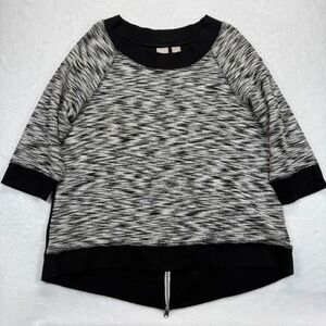Chico's Zenergy Space Dye 3/4 Sleeve Top‎ Pullover Black White Size 3 (16/18)